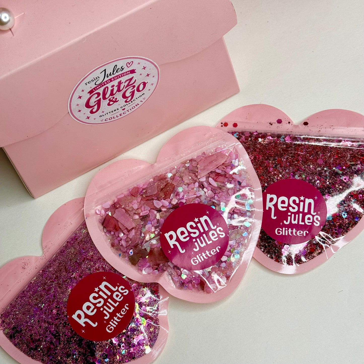 ✨ Glitz & Go – The Pink Bag Edit | 3 Exclusive Resin Jules Glitter Mixes ✨