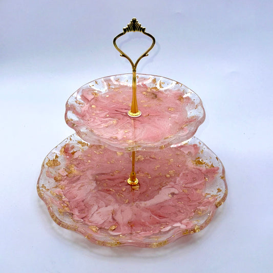 Two Tier Wavy Resin Cake Stand Custom Made You Choose Colours