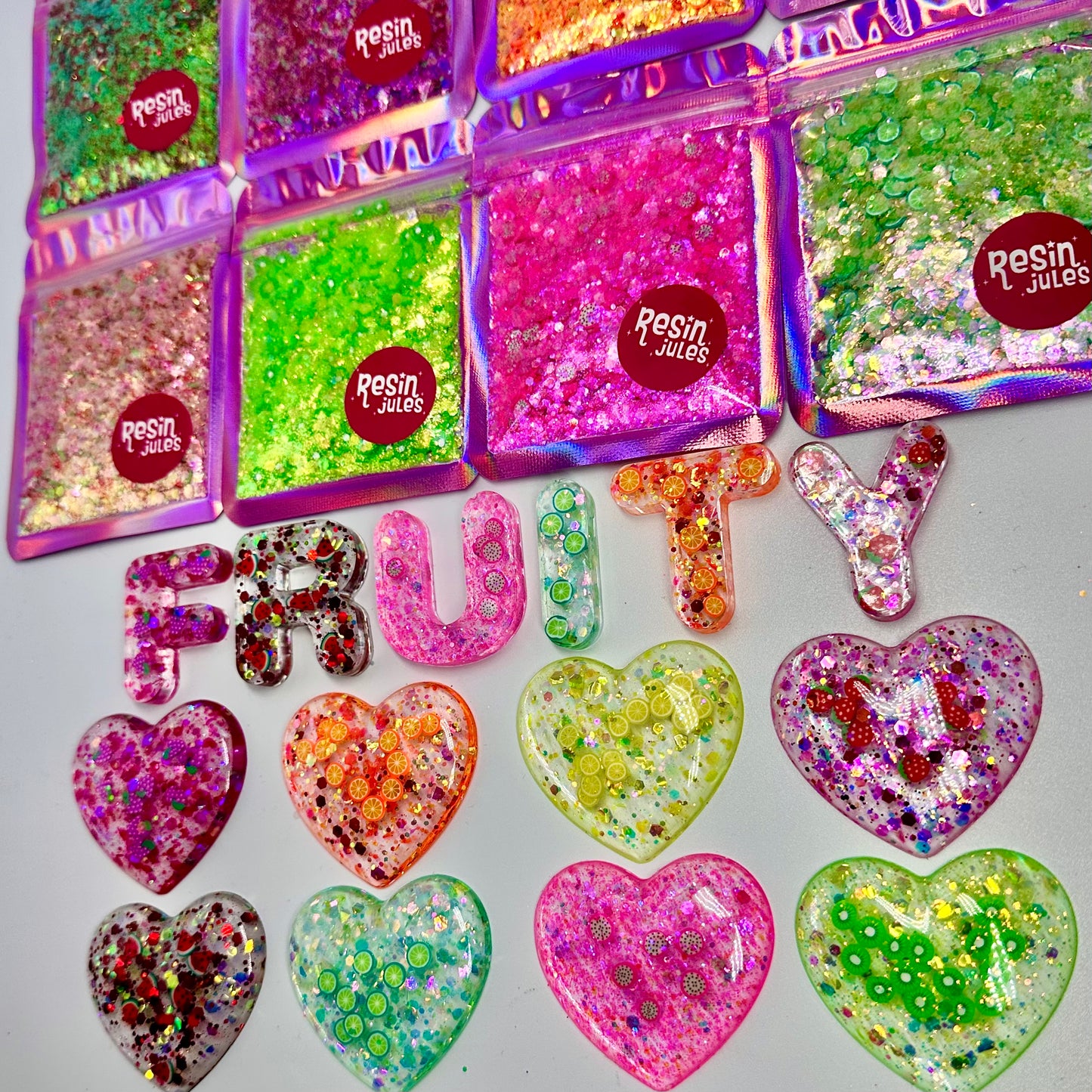 Feelin’ Fruity Glitter Collection 8 Sparkling Fruity Glitters 10g each. Unique & Handmade