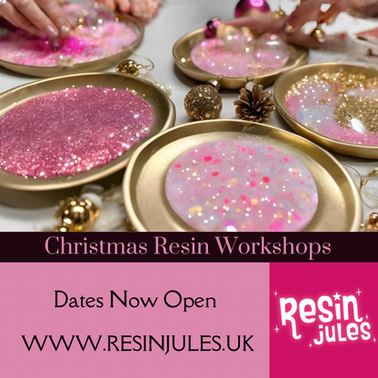 Resin Jules Christmas Workshops In Person. Neath Port Talbot. Nov & Dec. Experienced Teacher. 1-2 Hours Hot Choccy & Mince Pie 🥧