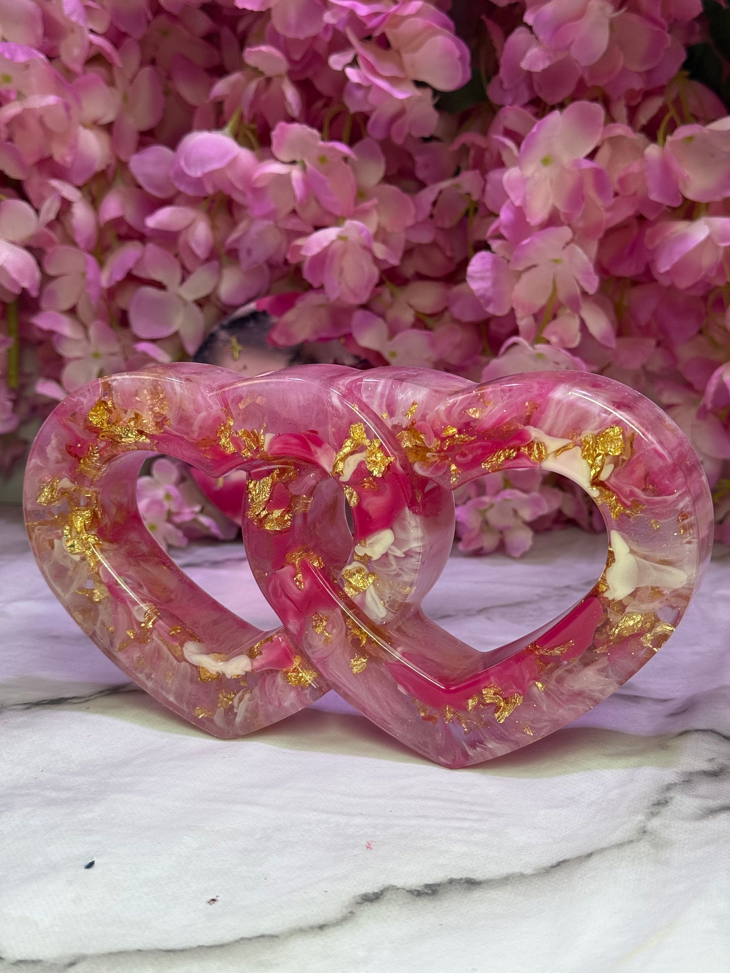 Custom Colour Intertwined Resin Hearts Bedroom, Mantle, Wedding Decor
