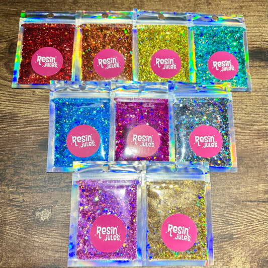 Resin Jules Essentials Holographic Chunky Glitter Set 90g Total