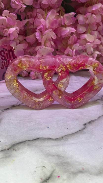 Custom Colour Intertwined Resin Hearts Bedroom, Mantle, Wedding Decor