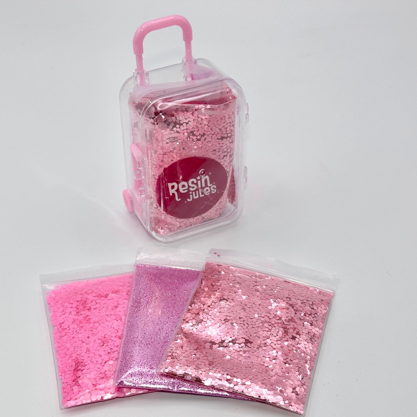 Jet Setter Lil Luggage ‘o Glitter In Pinks 30g Limited Edition NEW