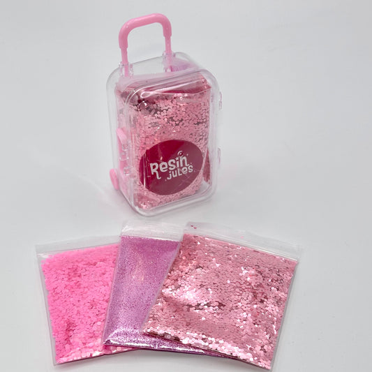 Jet Setter Lil Luggage ‘o Glitter In Pinks 30g Limited Edition NEW