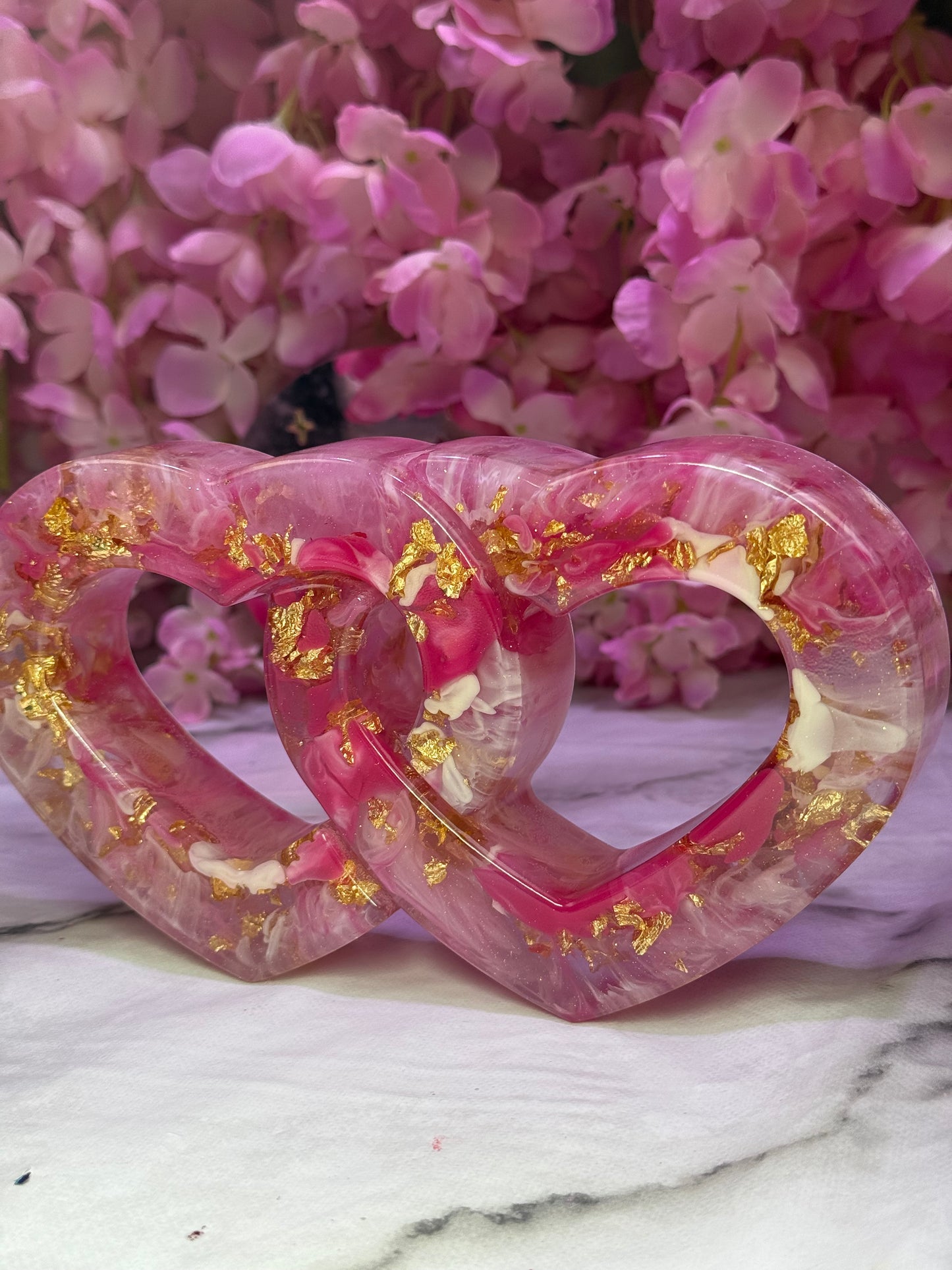 Custom Colour Intertwined Resin Hearts Bedroom, Mantle, Wedding Decor