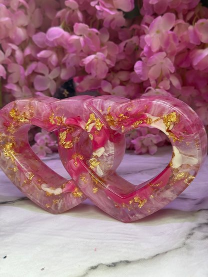 Custom Colour Intertwined Resin Hearts Bedroom, Mantle, Wedding Decor