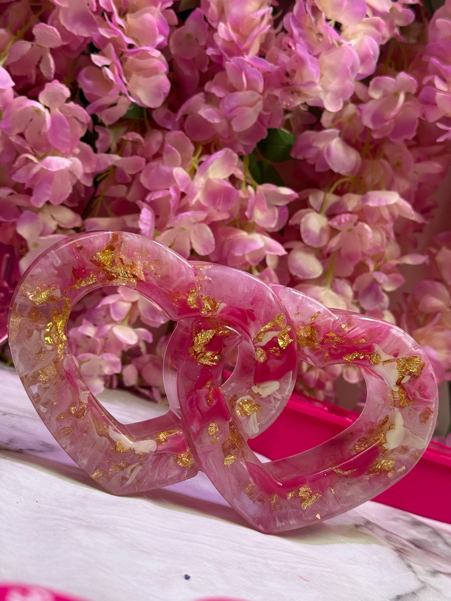 Custom Colour Intertwined Resin Hearts Bedroom, Mantle, Wedding Decor