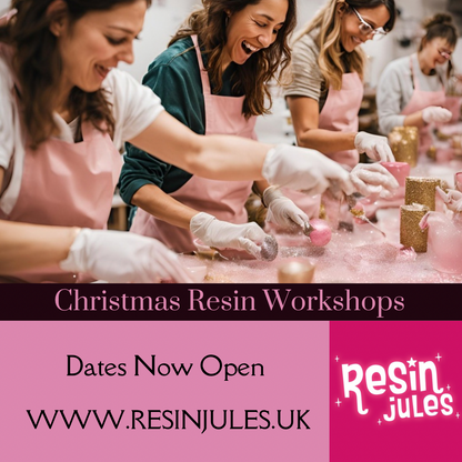 Resin Jules Christmas Workshops In Person. Neath Port Talbot. Nov & Dec. Experienced Teacher. 1-2 Hours Hot Choccy & Mince Pie 🥧