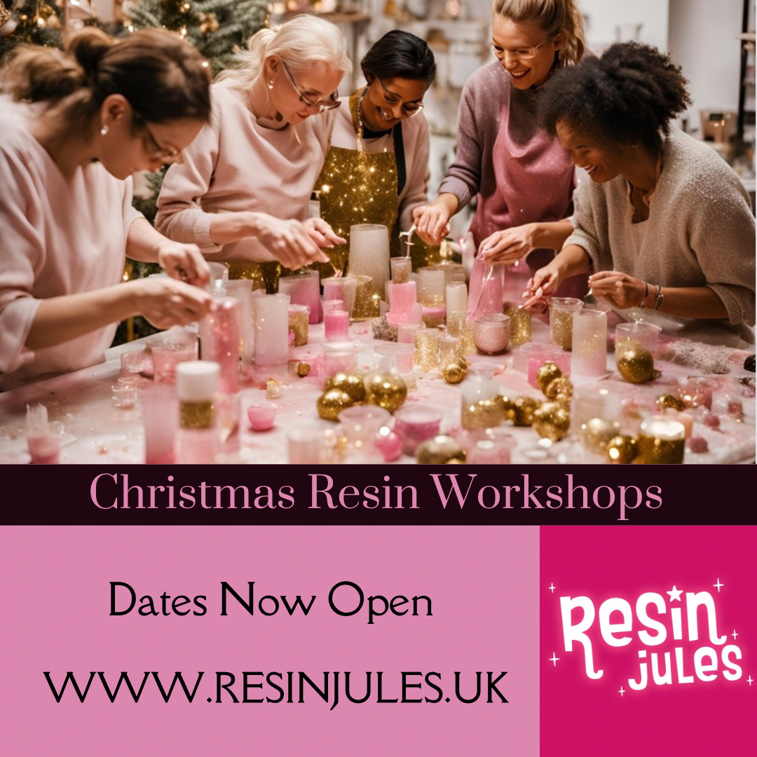 Resin Jules Christmas Workshops In Person. Neath Port Talbot. Nov & Dec. Experienced Teacher. 1-2 Hours Hot Choccy & Mince Pie 🥧