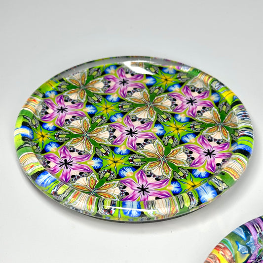 Fiona x Jules One Of A Kind Polymer Clay & Resin Coaster Green & Pink