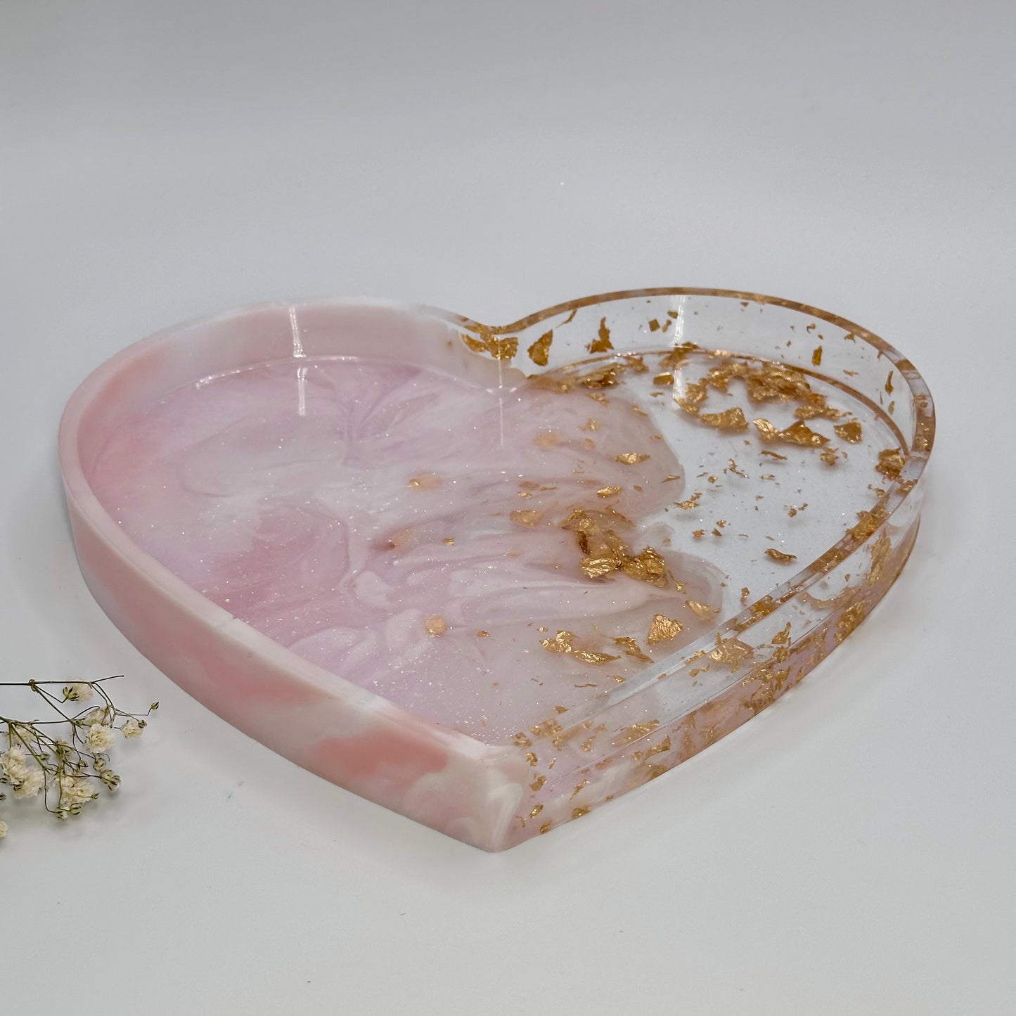 Resin Heart Tray in Pinks & Gold Made to Order TikTok Viral Tray