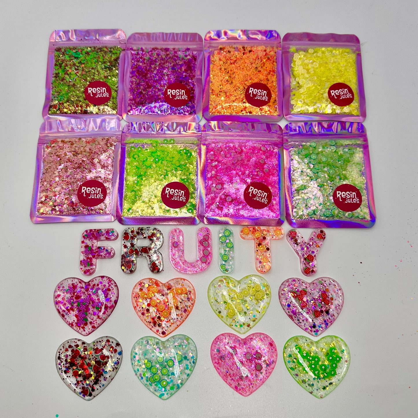 Feelin’ Fruity Glitter Collection 8 Sparkling Fruity Glitters 10g each. Unique & Handmade