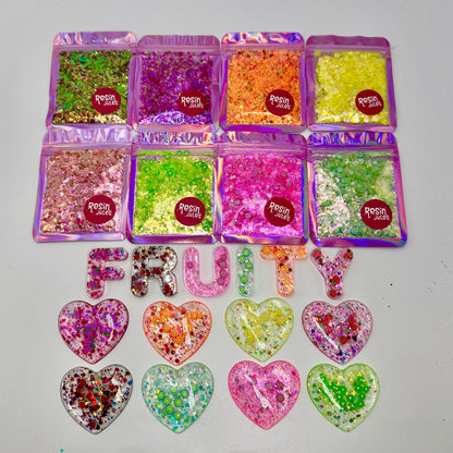 Feelin’ Fruity Glitter Collection 8 Sparkling Fruity Glitters 10g each. Unique & Handmade