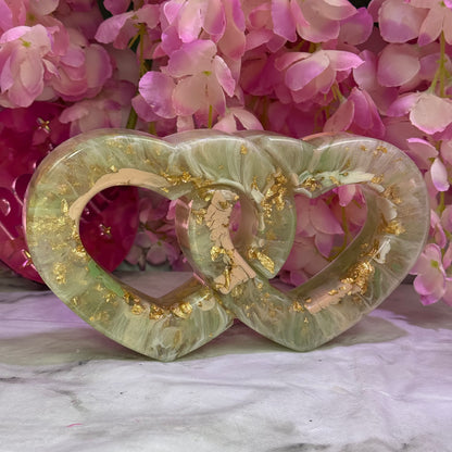 Custom Colour Intertwined Resin Hearts Bedroom, Mantle, Wedding Decor