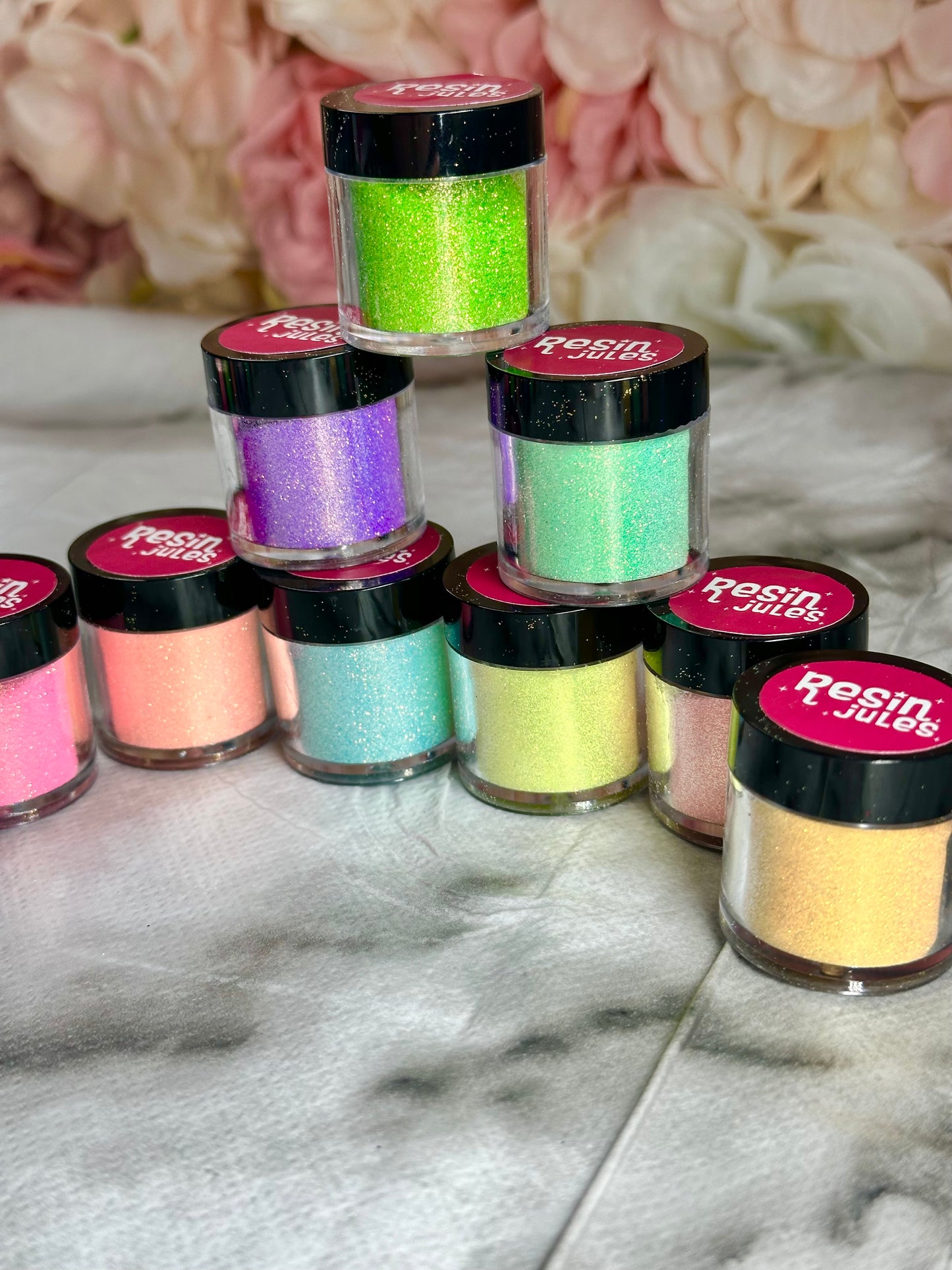 Rainbow Pastel Twinkle Tints Suspending Glitter Gold Reflect 5g each Set Of 9