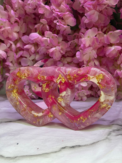 Custom Colour Intertwined Resin Hearts Bedroom, Mantle, Wedding Decor