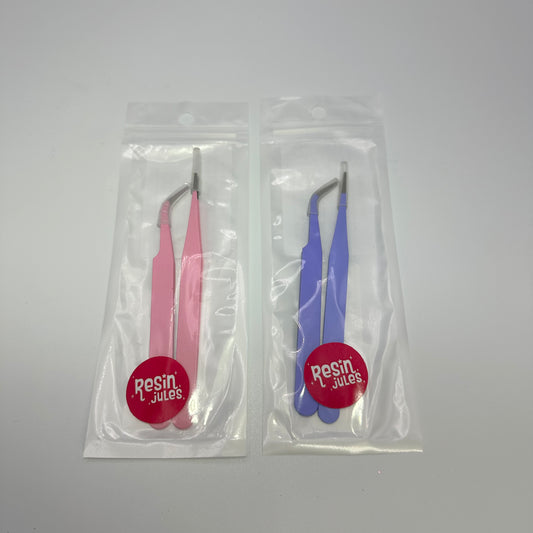 Tweezers For Flowers Choose Pink Or Purple set of 2 Tweezers 1 curve 1 straight