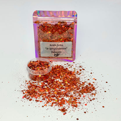 Resin Jules So Spicy Glitter Collection 8 Beautiful & Unique Glitter Mixes set & Enamel & Metal Chilli 🌶️ Charms