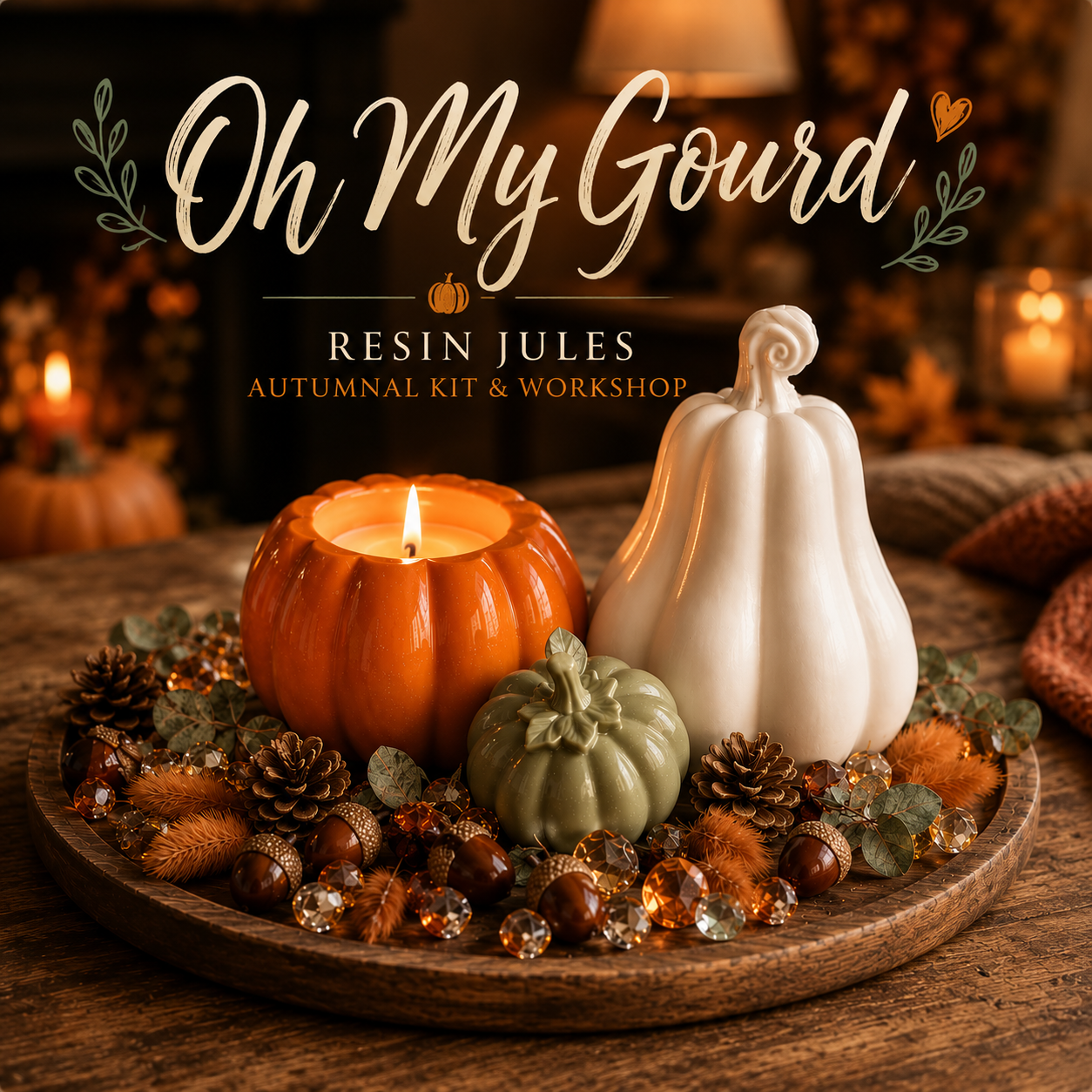 Oh My Gourd Candle & Ornament Workshop & Kit Online Sept 11th & 12th Luxurious Autumnal Centrepiece Free UK Delivery