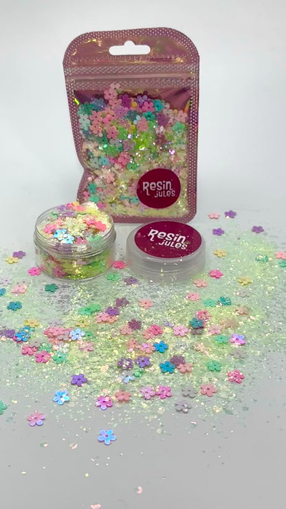 Groovy Flowers Hand Blended Glitter Mix 10g Spring Fling