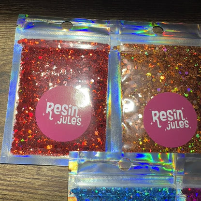 Resin Jules Essentials Holographic Chunky Glitter Set 90g Total